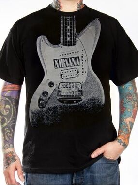 Vintage Nirvana T-Shirt 2005 Guitar Logo Black Mens Sz XL  Rock Music Band GUC